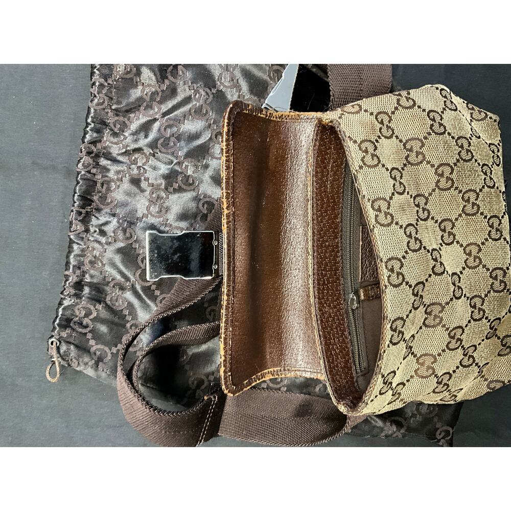 Gucci Vintage GG Monogram Canvas Waist Belt Bag Brown - Picture 7 of 9